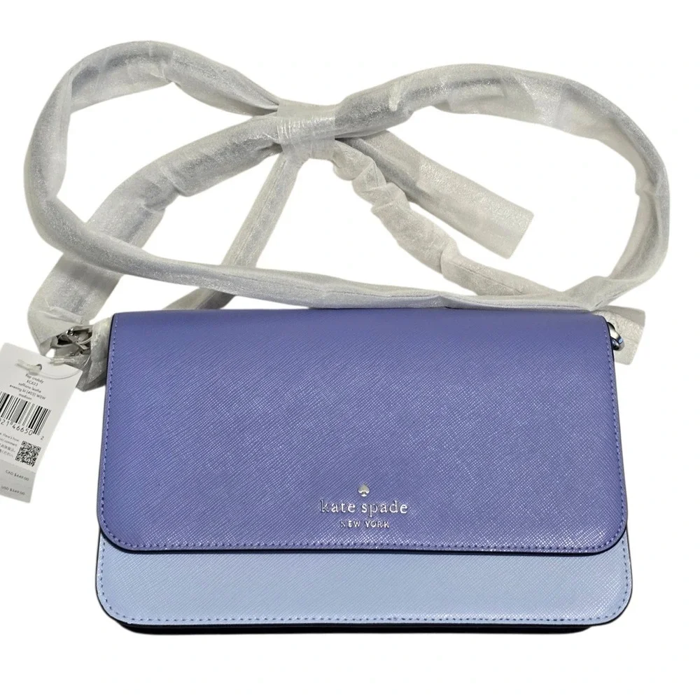 Kate Spade Madison Flap Convertible‎ Crossbody Saffiano Leather Blue KC623 NEW